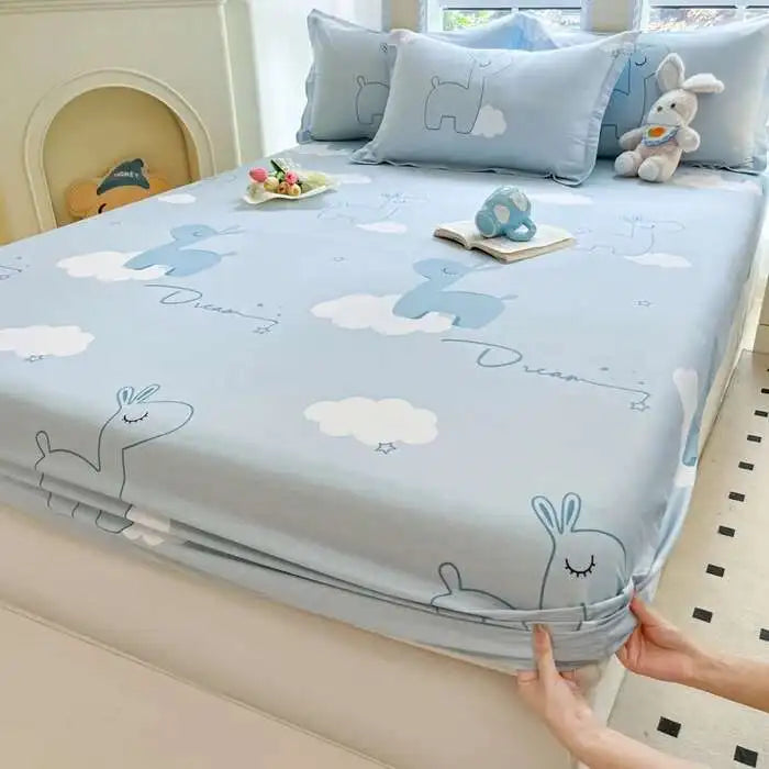 100% Cotton Floral Fitted Sheet Set - Includes Pillowcase, Single/Queen/King Size Mattress Covers(Breathable)