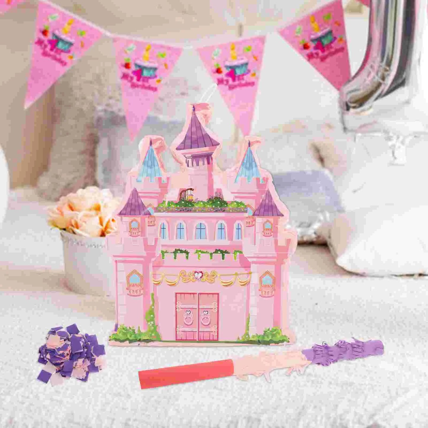 2Pcs Princess Castle Pinata Dreamy Party Decoration Candy Game Toy Holder Hanging Kids Birthday Wedding Party Decorative Item