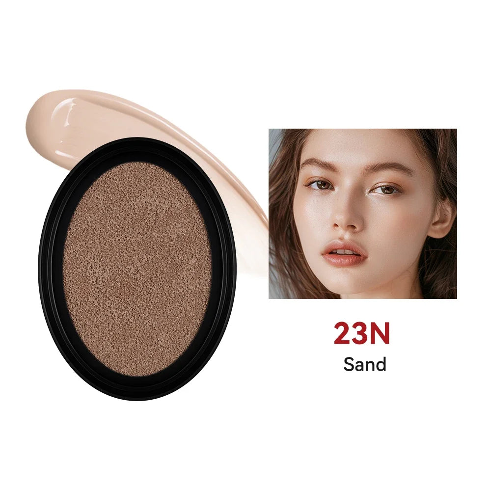 Cushion Foundation Refill Waterproof Semi-Matte Red Finish 72-Hour Wear Long-Lasting Buildable Coverage Sun Protection Makeup