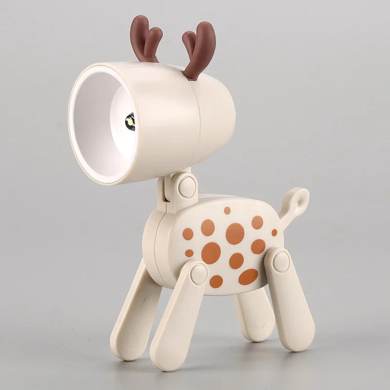 Mini LED Night Light Cute Cartoon Desk Lamp Puppy Deer Desktop Ornament Bedroom Table Lights Children Holiday Gifts