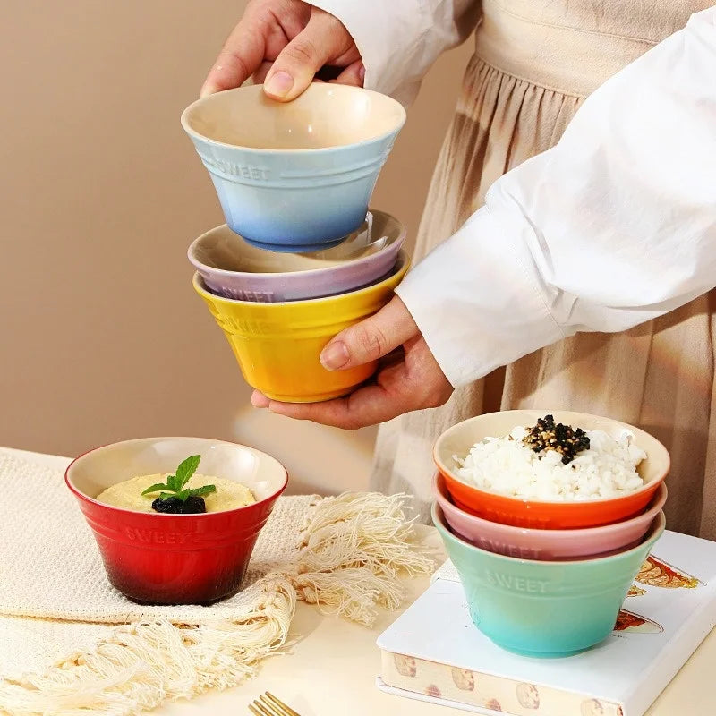 300ML 4.5 Inches Dishes Fruit Bowl Tableware Ramen Bowls for Food Kitchen Salad Cute Dining Bar Home Garden 8 Colors