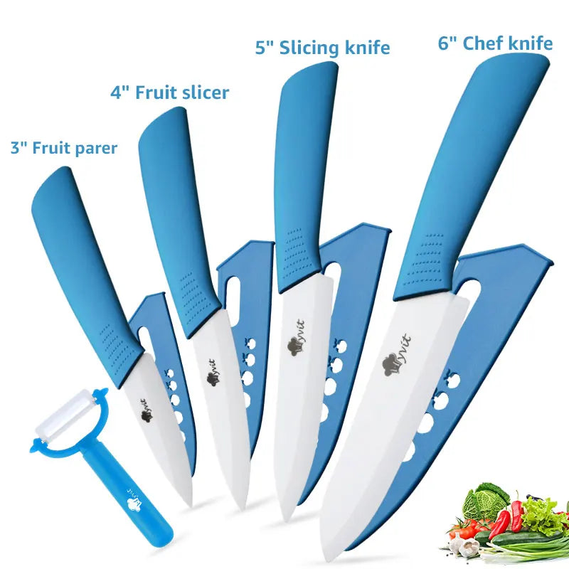 Ceramic Knife Kitchen Knives Set 3 4 5 6inch Chef Knife Utility Slicing Cutter Fruit Vegetable Baby Food Paring Anti-slip Handle