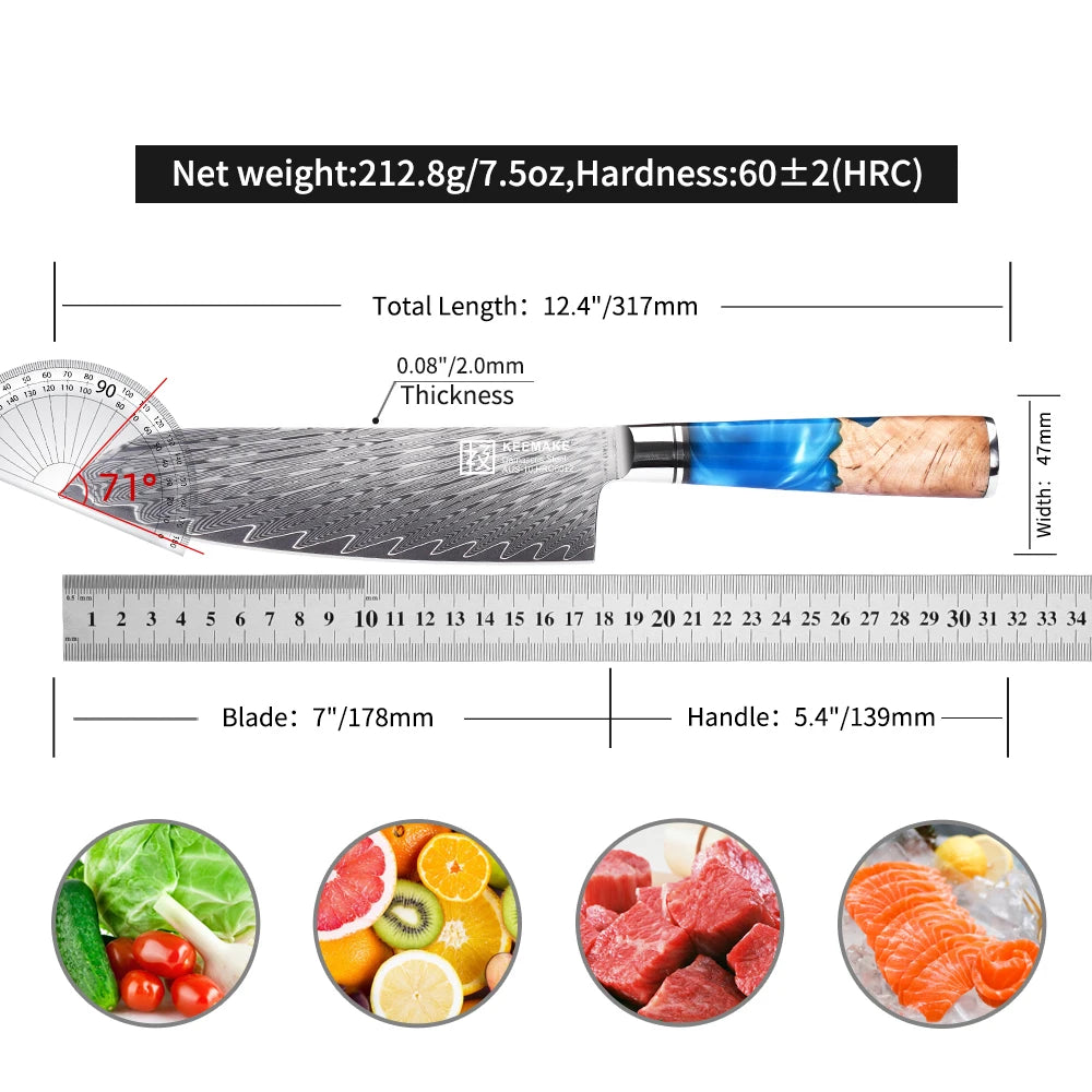 Professional 18cm Santoku Knife Extra Sharp Damascus Steel Kitchen Knife Japanese Chef's Cutting Knives Cooking Tools