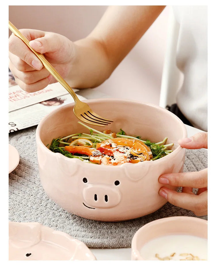 European Creative Cute Pink Pig Tableware Dishes Ceramic