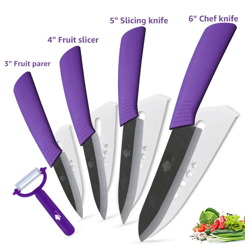 Ceramic Knife Kitchen Knives Set 3 4 5 6inch Chef Knife Utility Slicing Cutter Fruit Vegetable Baby Food Paring Anti-slip Handle