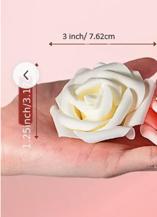 100-Piece Bulk Artificial Foam Roses - Milk White-1
