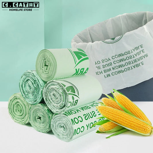 50pcs Small Biodegradable Garbage Bag Corn Starch Compostable Recycling Pet Poop Kitchen Household Degradable Trash Bag