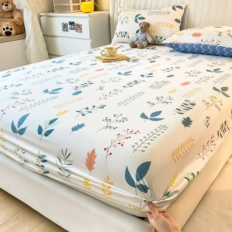 Fitted Sheet 100% cotton for single/couple bed, breathable and soft non-slip, customizable, 1 part, 16 sizes