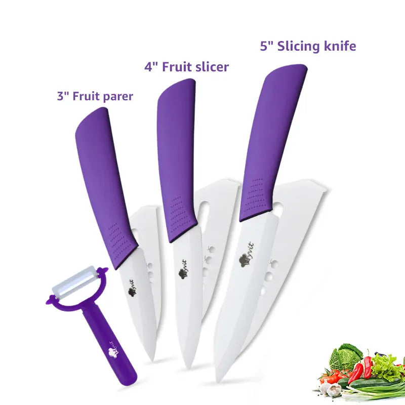 Ceramic Knife Kitchen Knives Set 3 4 5 6inch Chef Knife Utility Slicing Cutter Fruit Vegetable Baby Food Paring Anti-slip Handle