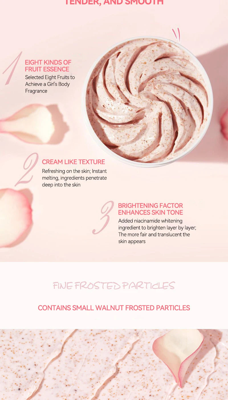Fatini -Niacinamide Exfoliating Body Scrub Smooth Skin Natural Moisturizing Deep Cleansing,Brightening,Exfoliating Cream