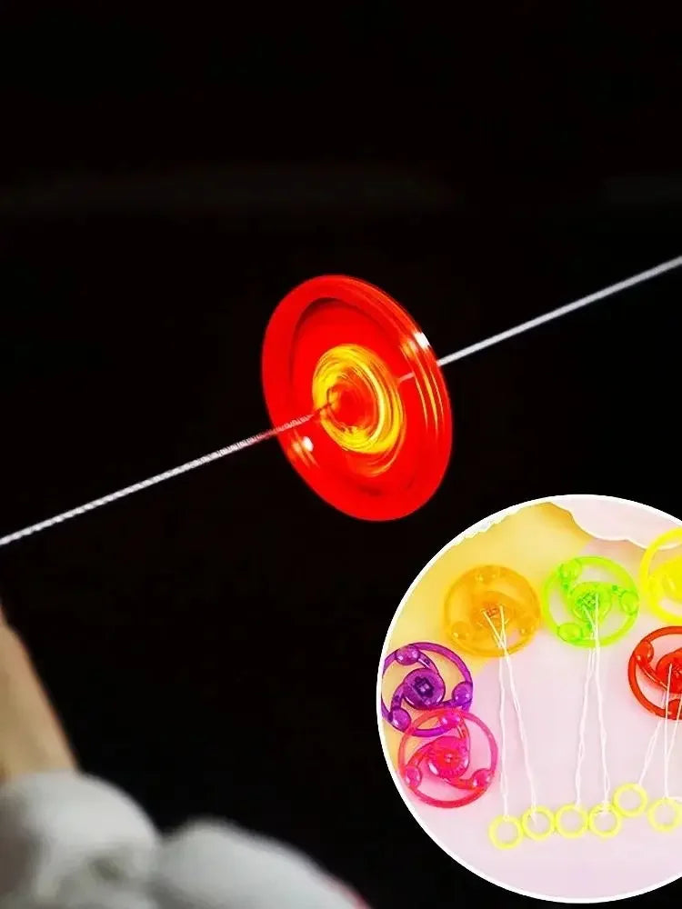 6 Pcs Fun Hand Pulled LED Light Up Flywheel Toys Children's Day Party Birthday Guest Gift Pinata Filler Kindergarten Gift Prize