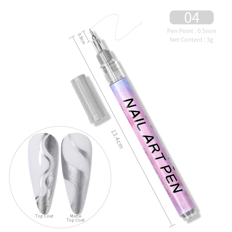1Pc Nail Art Drawing Graffiti Pen Waterproof Painting Liner Brush DIY 3D Abstract Lines Fine Details Flower Nail Manicure Tools