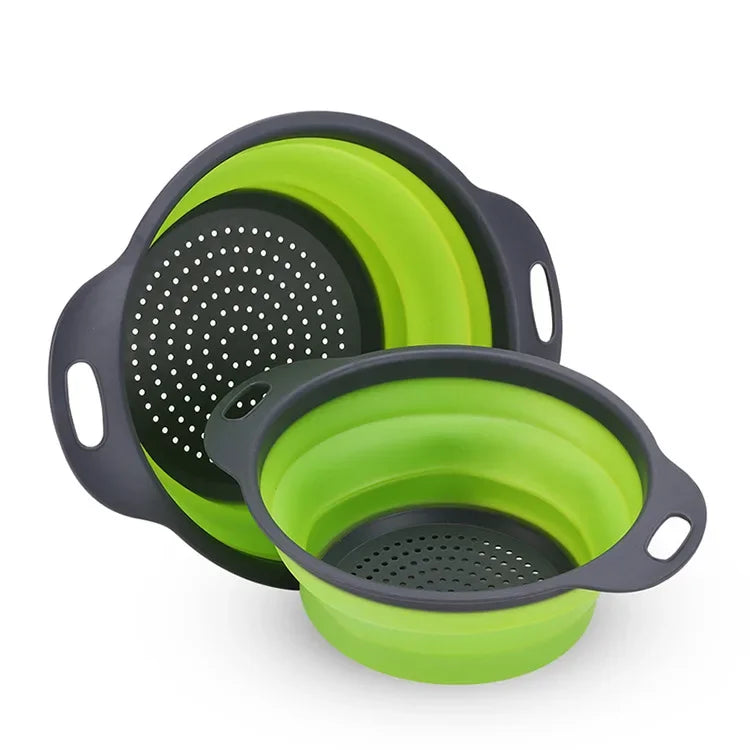 Silicone Round Folding Drain Strainer Basket Collapsible Kitchen
