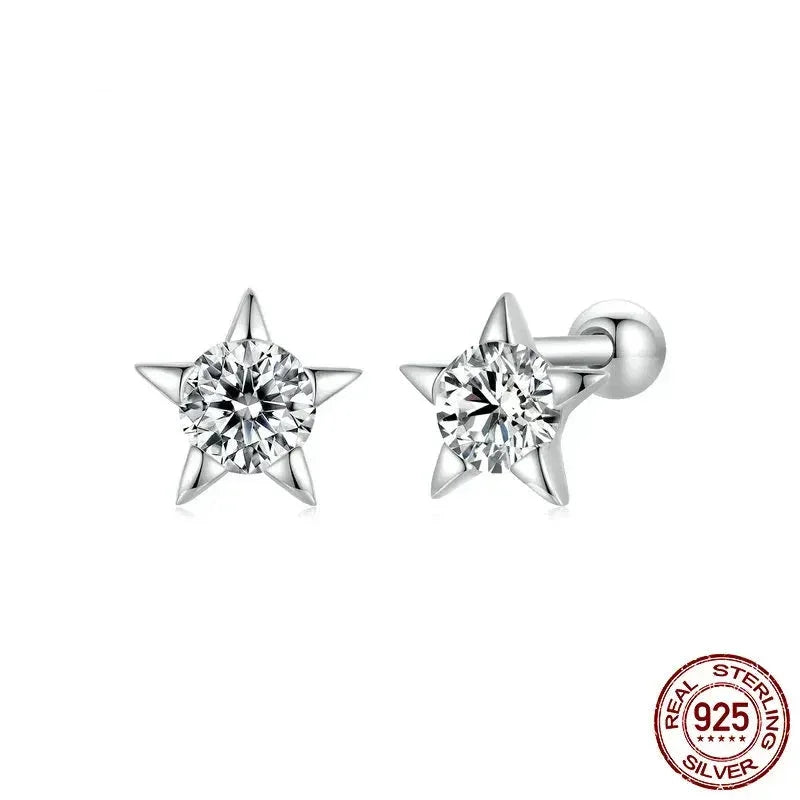 Celestial Sparkle Sterling Silver Star Stud Earrings