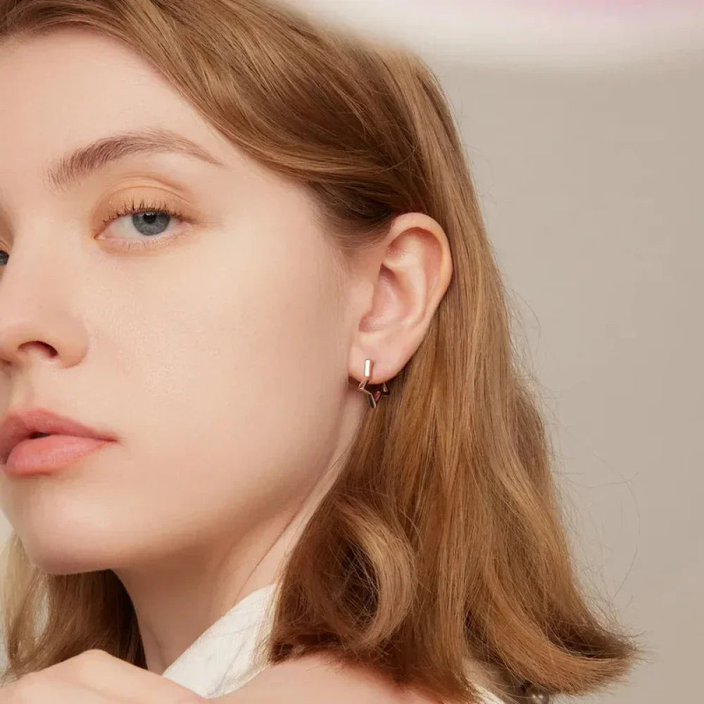 925 Sterling Silver Starlike Earrings - Minimalist Star Shape Ear Buckle for Women - Fashion jewelry SCE1136