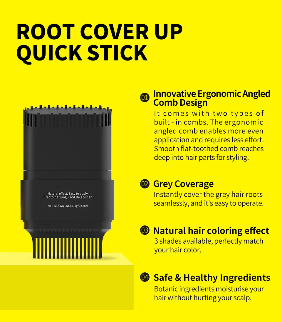 3 Colors Portable Hair Dye Stick 15g Waterproof Hairline Root Concealer Stick Disposable Instant Grey Coverage Hair Coloring Pen