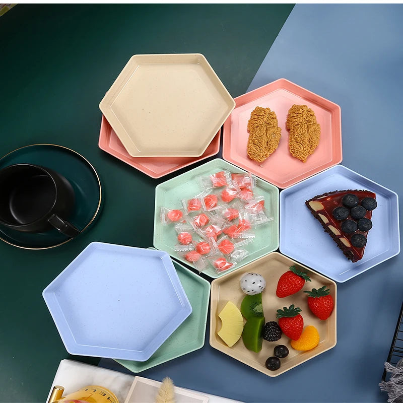 16pcs/set tableware eco friendly degradable plates cup dinner set wheat straw kitchen
