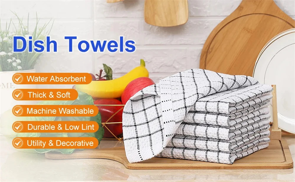 Homaxy 100% Cotton Kitchen Towel Soft Dishcloth Super Absorbent Kitchen Cloths Home Cleaning Scouring Towel Washing Dishes Cloth