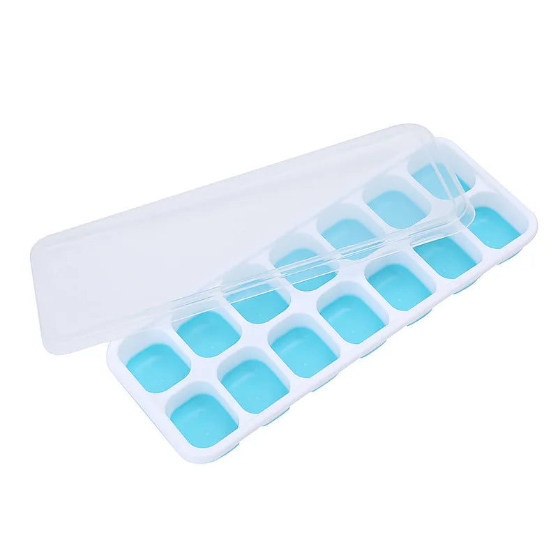 14 Grids Fruit Ice Maker with Removable Ice Cube Trays Reusable Silicone Ice cube Mold  Lids Kitchen Tools Freezer Summer Mould