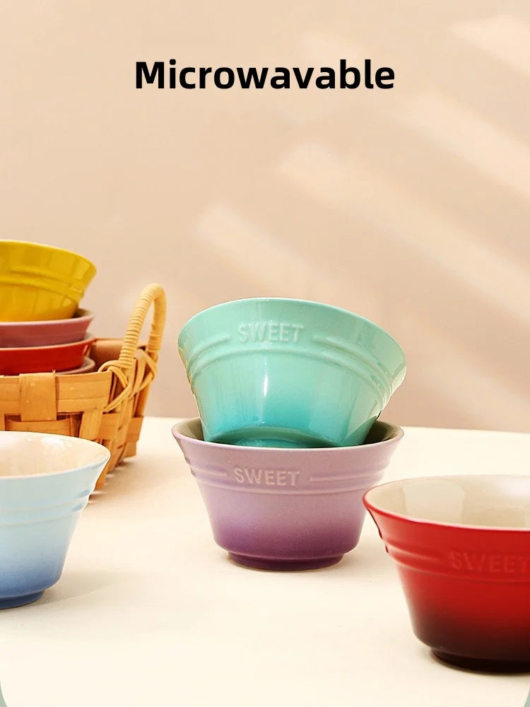 300ML 4.5 Inches Dishes Fruit Bowl Tableware Ramen Bowls for Food Kitchen Salad Cute Dining Bar Home Garden 8 Colors