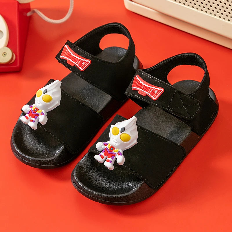 Ultraman children's sandals, new summer baby beach shoes, outdoor non-slip soft soled sandals for boys