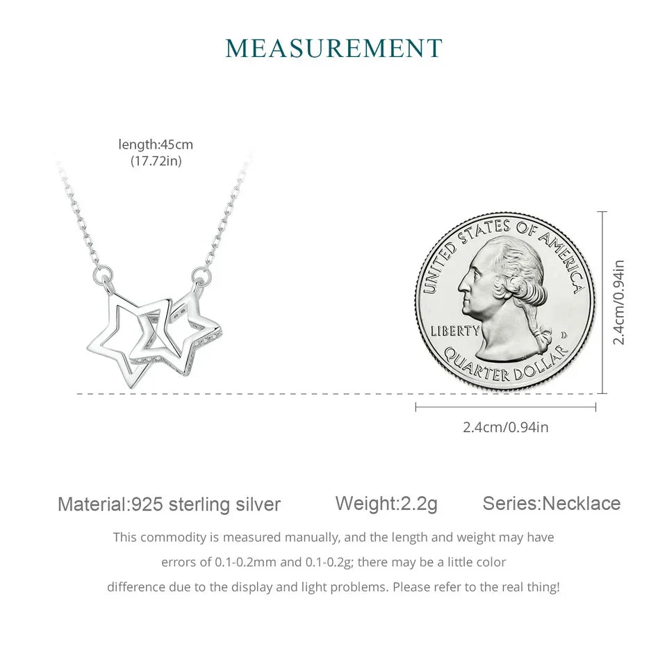 Connected Hearts: Sterling Silver Star/Heart/Cat Pendant Necklace