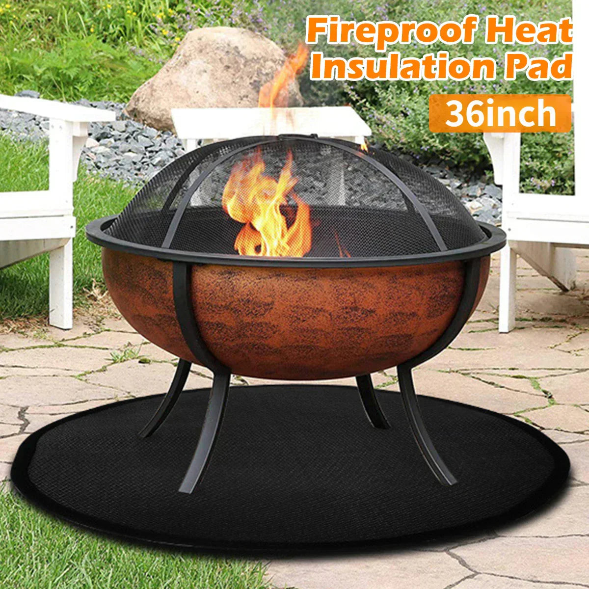 Fire Pit Fireproof Mat Round Stove-1