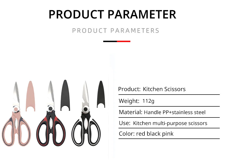 Kitchen Scissors Chicken Bone Scissors with Cover Stainless Steel