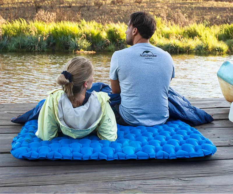Double Air Mattress Inflatable Sleeping Pad Blue-1