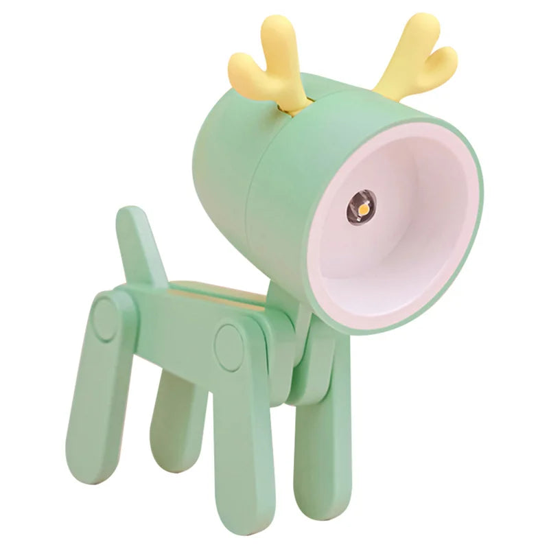 Mini LED Night Light Cute Cartoon Desk Lamp Puppy Deer Desktop Ornament Bedroom Table Lights Children Holiday Gifts