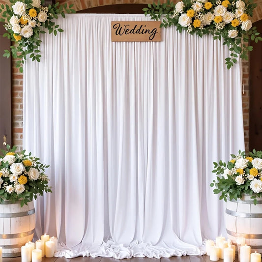 10x20ft White Wrinkle-Free Wedding Backdrop Curtain Silky Washable White Spandex Drapes Birthday Party Baby Shower Photography