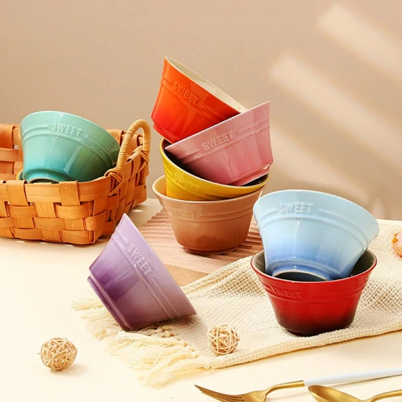 300ML 4.5 Inches Dishes Fruit Bowl Tableware Ramen Bowls for Food Kitchen Salad Cute Dining Bar Home Garden 8 Colors