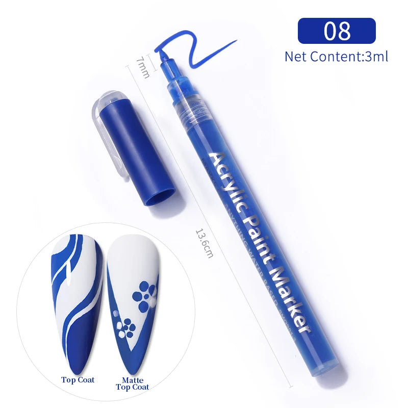1Pc Nail Art Drawing Graffiti Pen Waterproof Painting Liner Brush DIY 3D Abstract Lines Fine Details Flower Nail Manicure Tools