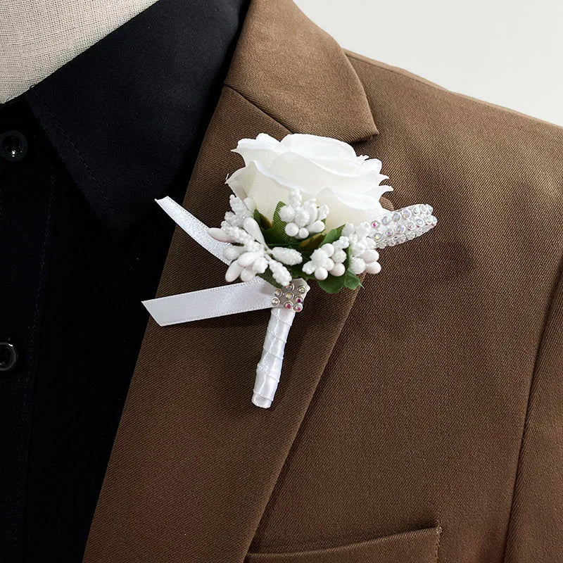 Bride Bouquet Wedding Accessories Silk Roses Artificial Flowers Bridesmaid Bouquet Groom Boutonniere Corsage Wedding Party Decor