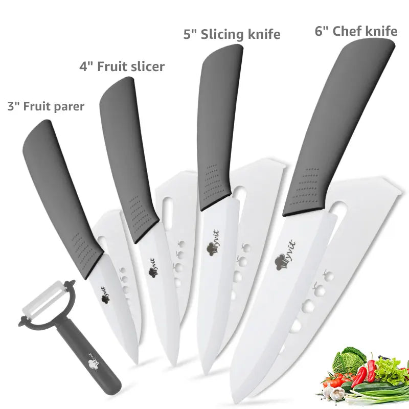 Ceramic Knife Kitchen Knives Set 3 4 5 6inch Chef Knife Utility Slicing Cutter Fruit Vegetable Baby Food Paring Anti-slip Handle