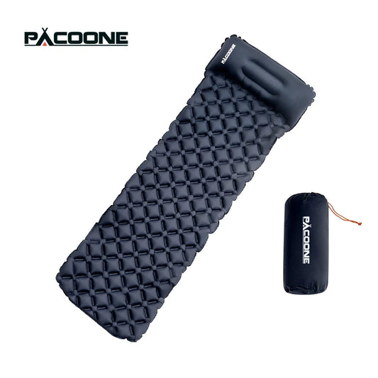 PACOONE Outdoor Camping Sleeping Pad Folding Sleep Mat Beach  Inflat Mattress with Pillows Ultralight Air Mat Travel Hiking New