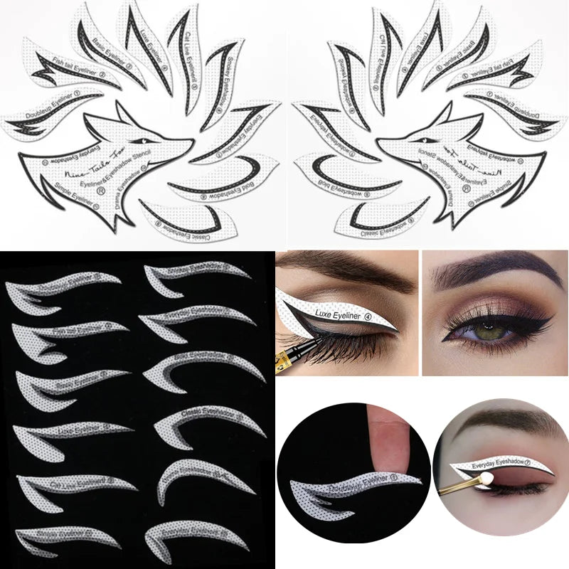 2pcs Eyeliner Template Professional Eye Makeup Stencils Cat Eyeliners Template Eye Liner Stamping Stencils Wing Style Tools Rose