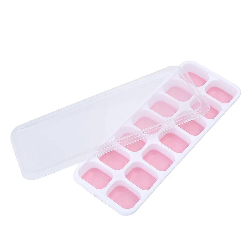 14 Grids Fruit Ice Maker with Removable Ice Cube Trays Reusable Silicone Ice cube Mold  Lids Kitchen Tools Freezer Summer Mould
