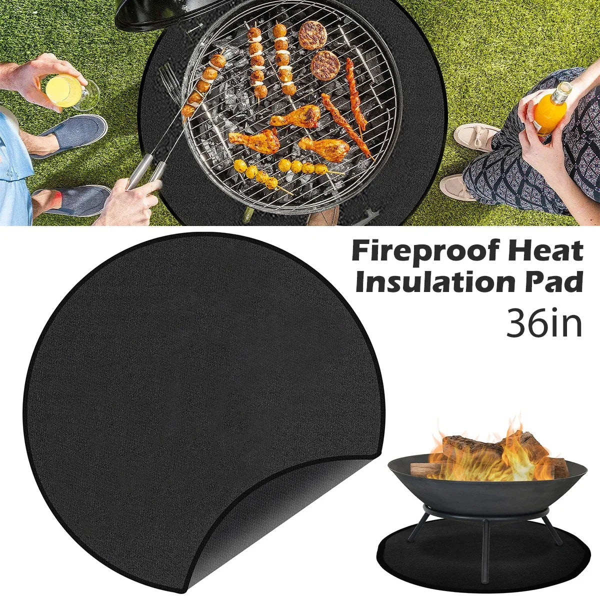 Fire Pit Fireproof Mat Round Stove-2
