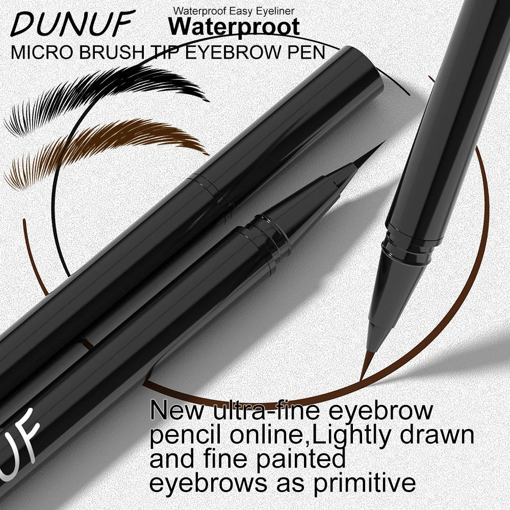 2 Colors Lasting Liquid Eyebrow Pencil Ultra-fine Waterproof Sweatproof Fast Drying Liquid Eyebrow Eyeliner Pen Makeup Cosmetics