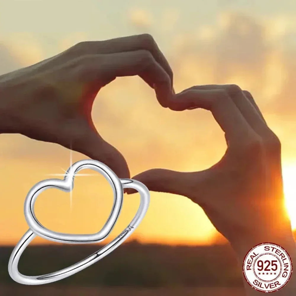 Exquisite 925 Sterling Silver Heart Rings For Women - Romantic Statement Jewelry