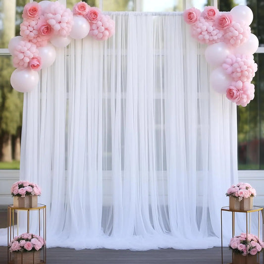 White Tulle Backdrop Curtain Sheer Backdrop Curtains Fresh Pure Photo Decorations for Wedding Baby Shower Birthday Party Decor
