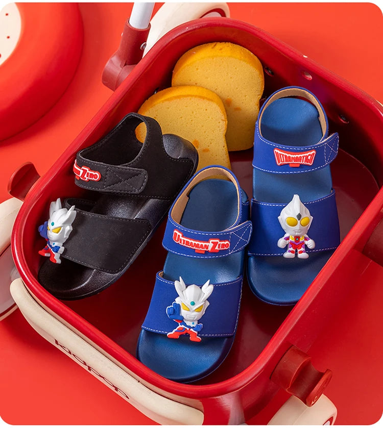 Ultraman children's sandals, new summer baby beach shoes, outdoor non-slip soft soled sandals for boys