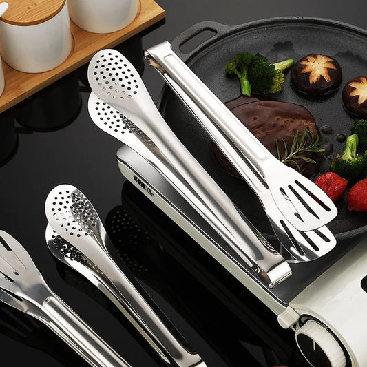 2-Size Stainless Steel Heat Resistant Food Tongs Non-stick
