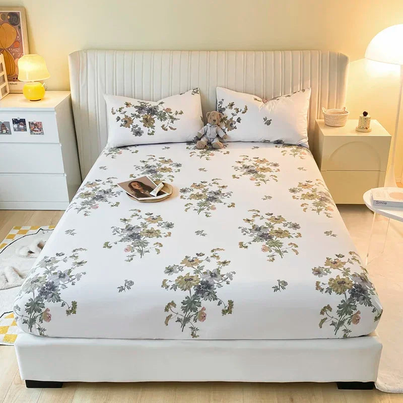 Fitted Sheet 100% cotton for single/couple bed, breathable and soft non-slip, customizable, 1 part, 16 sizes