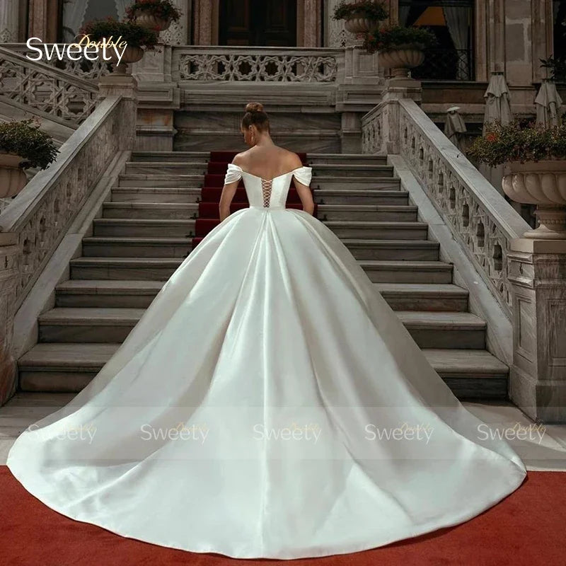 Graceful Wedding Dress Organza Satin With Embroidery Lace Ball Gown A-Line Full Sleeve O-Neck Bride Vestido De Novia Customized