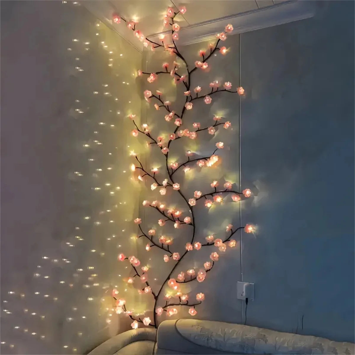 Cherry Blossom 96 Led USB Tree Branch Rattan Lights 8 Modes Colorful String Lamp Valentine Christmas Wedding Bedroom Decoration
