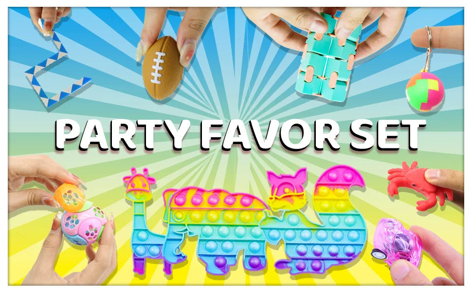 84pc Kids Birthday Parties Pinata Stuffed Gifts Baby Shower Toys Push Bubble Fidget Toys Carnival Prize Pinata Fillert Bulk Toys