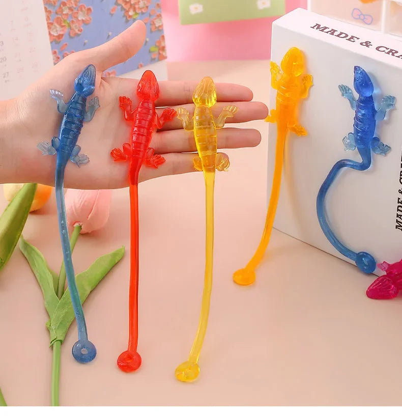 20Pcs Fun Colorful Lizard Sticky Retractable Toys for Kids Birthday Party Favors Baby Shower Pinata Fillers Halloween Party Gift