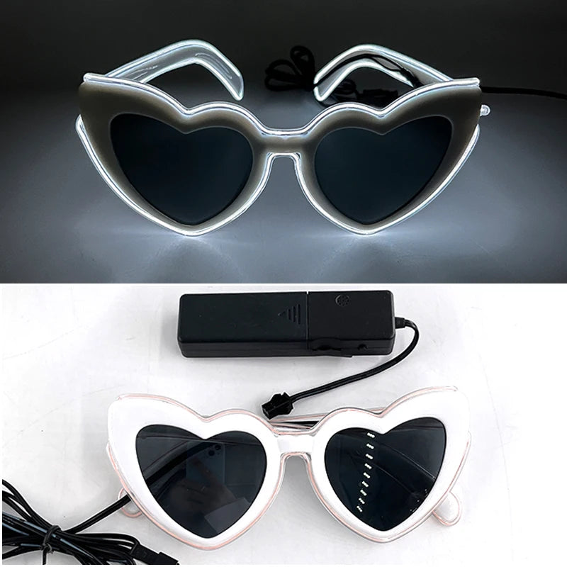 LED Just Married Glasses Wedding Bride To Be Surprise Gift Couple Glasses Souvenirs Glowing Heart Glasses Married Sunglasses